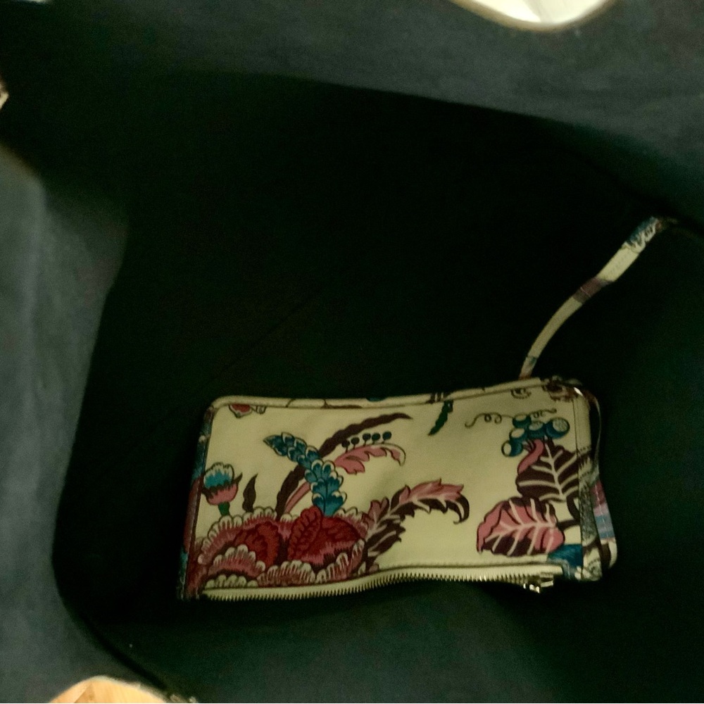 TORY BURCH RORY LARGE LEATHER HAPPY TIMES PRINTED TOTE W/POUCH - Picture 11 of 12